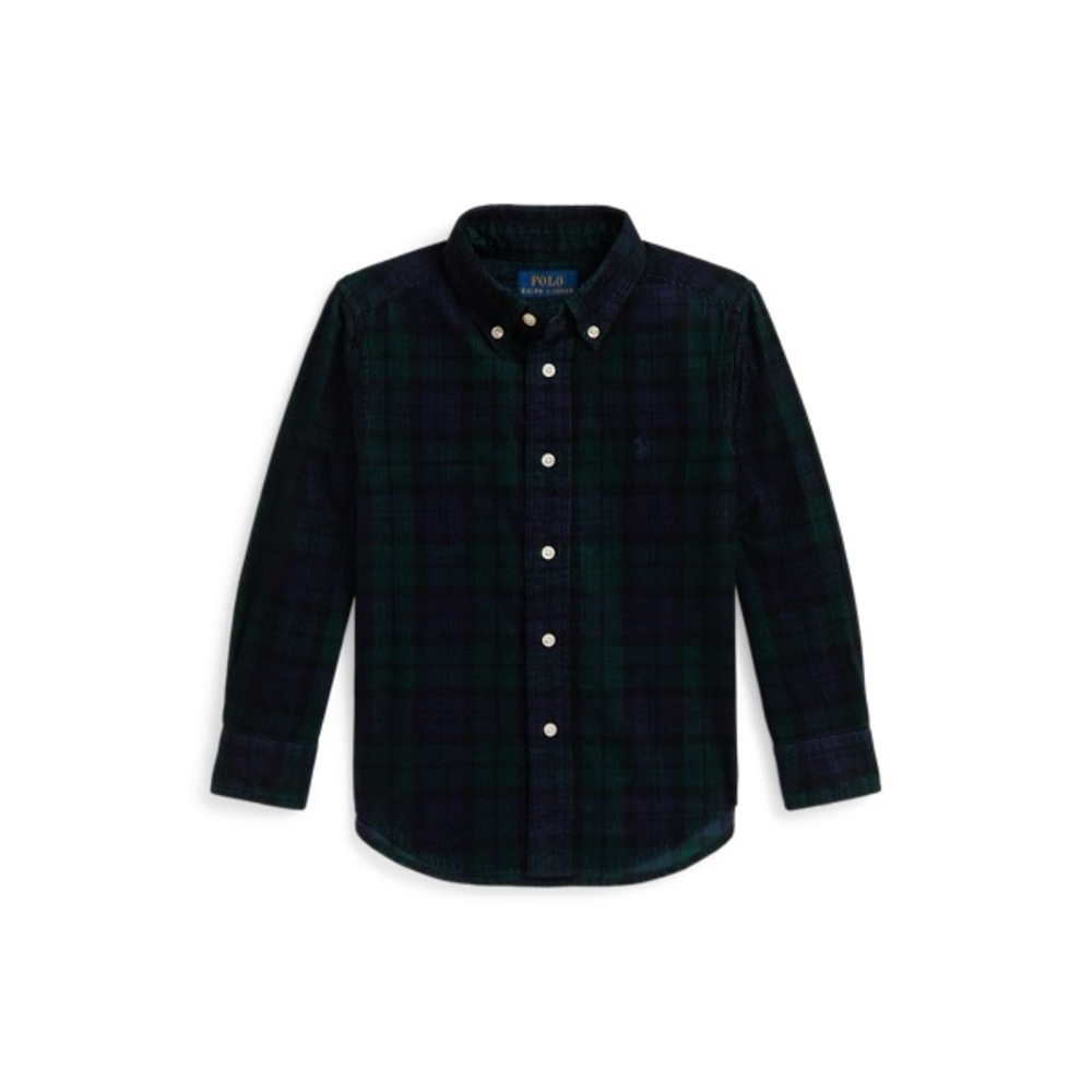 Ralph Lauren Polo Plaid Cotton Corduroy‎ Long Sleeve Shirt Boys NWT Size 2